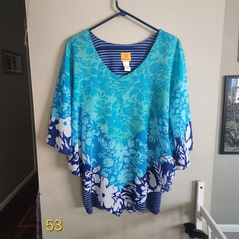 Blue Tank Top Poncho Sz XL Ruby Rd